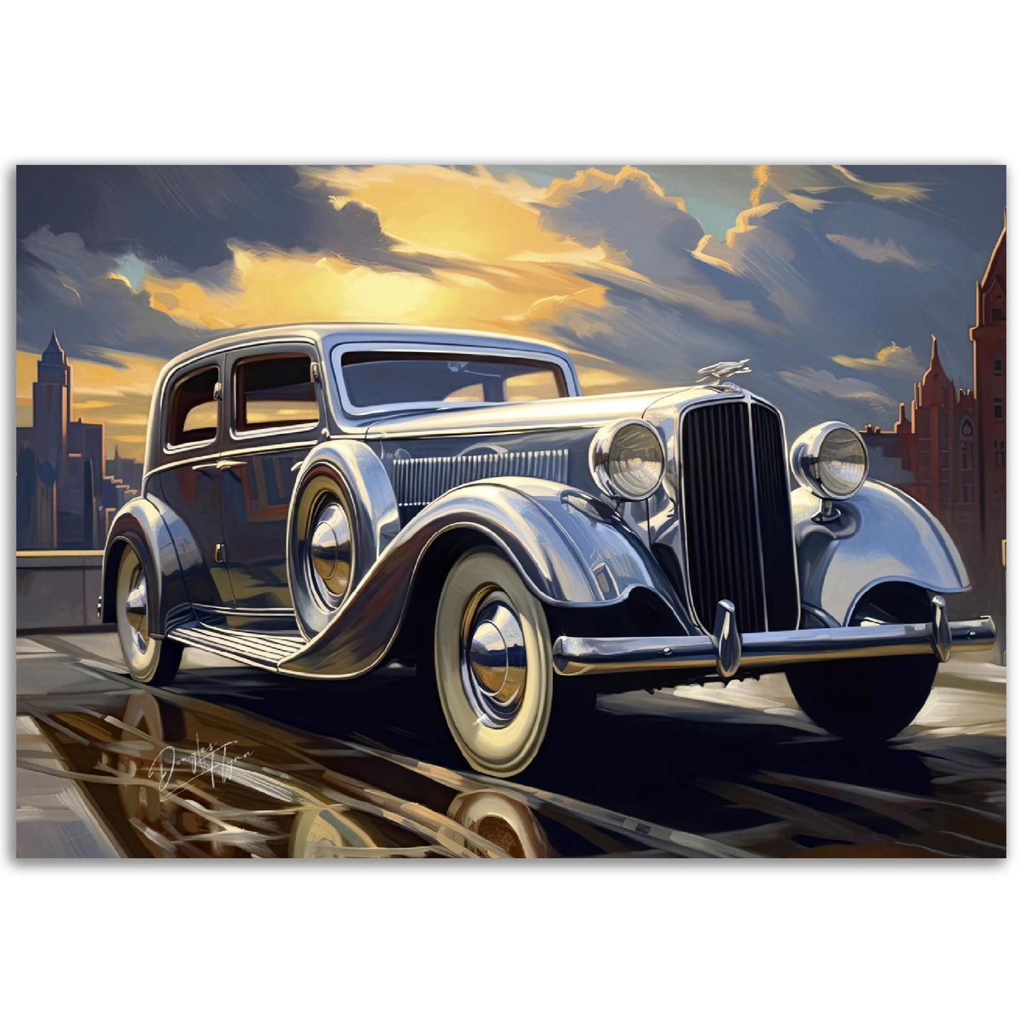 »Silver 1930s Pierce-Arrow Silver Arriw vintage car«