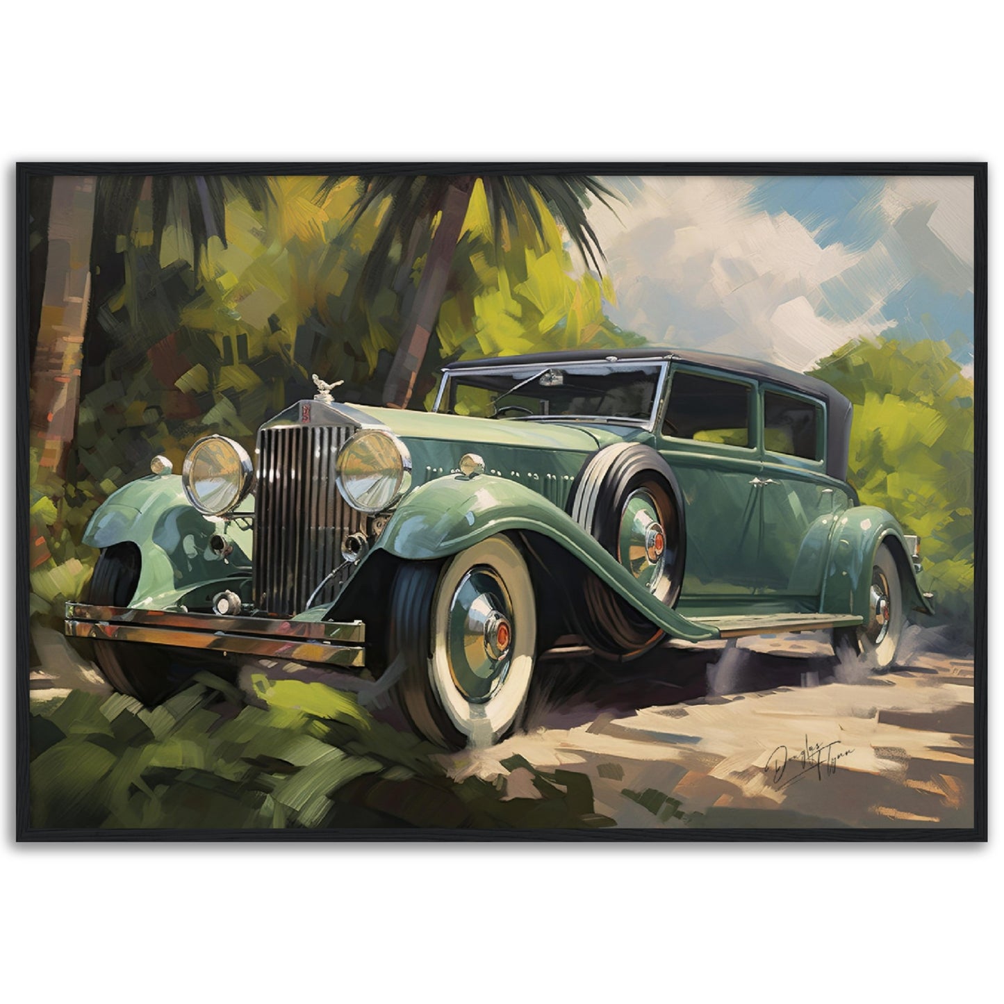 »Emerald green 1920s vintage car«
