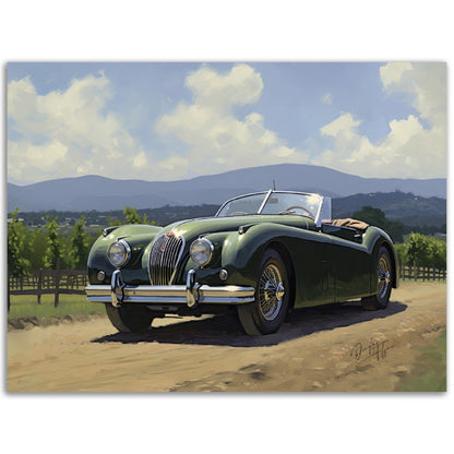 »Forest green 1950s vintage cabriolet car«