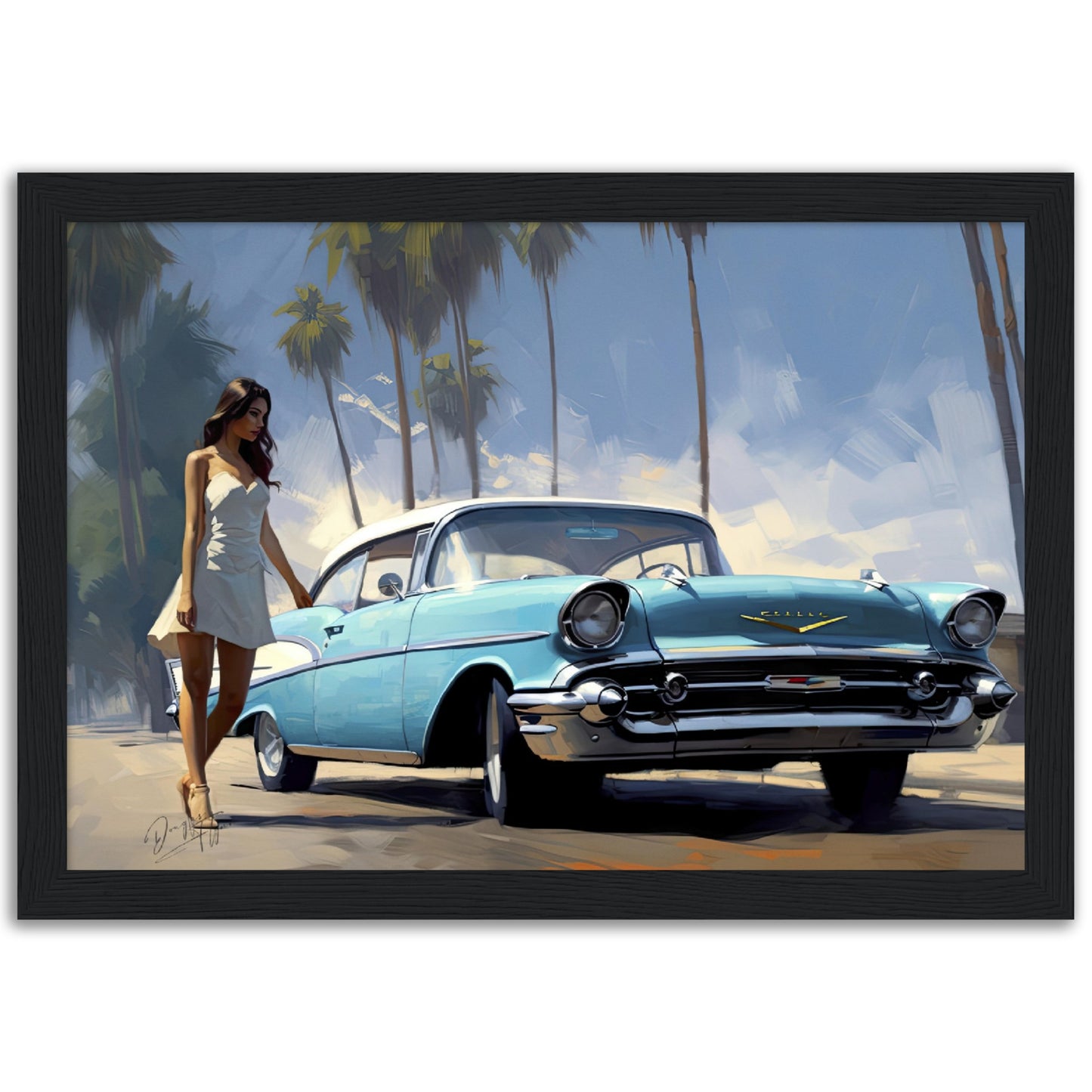 »Turquoise 1950s vintage car 1950s«
