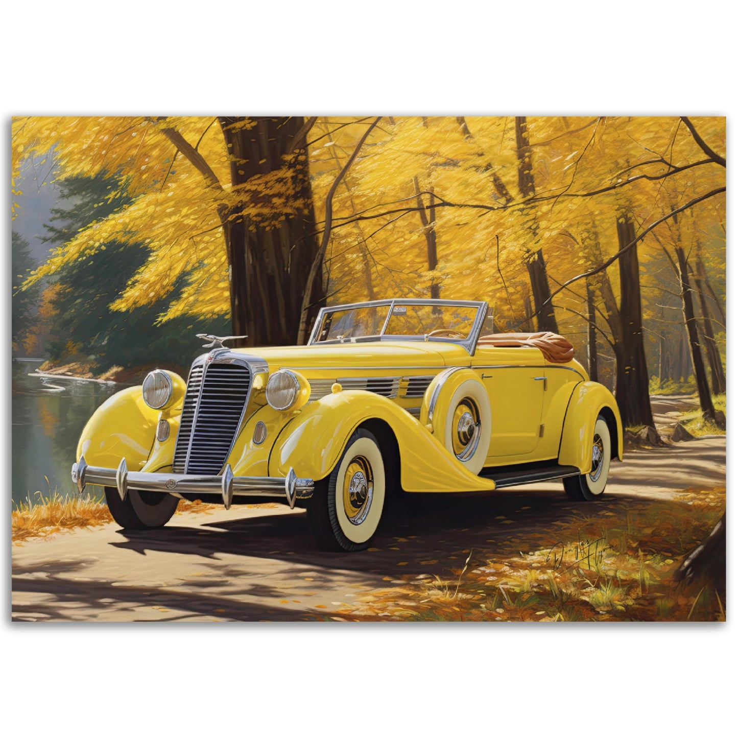 »Canary yellow 1930s Auburn vintage car«