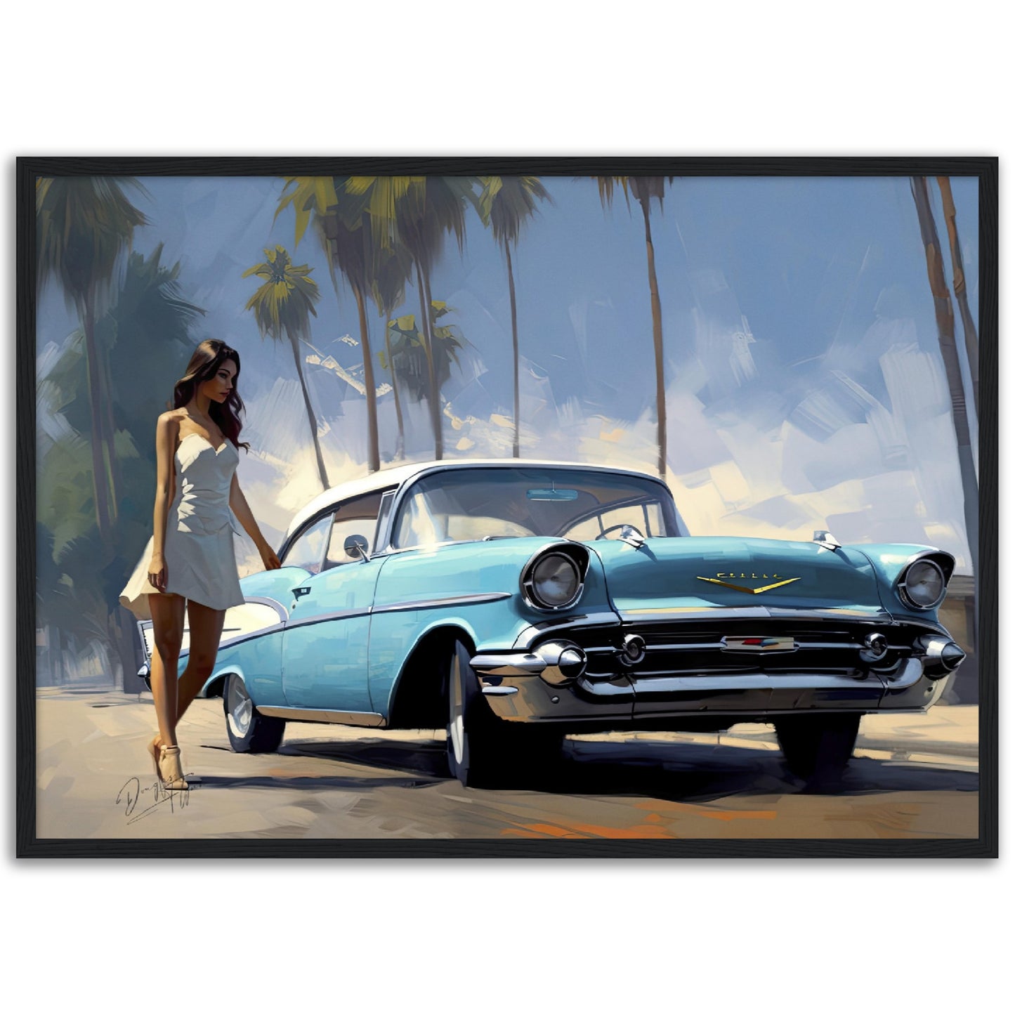 »Turquoise 1950s vintage car 1950s«
