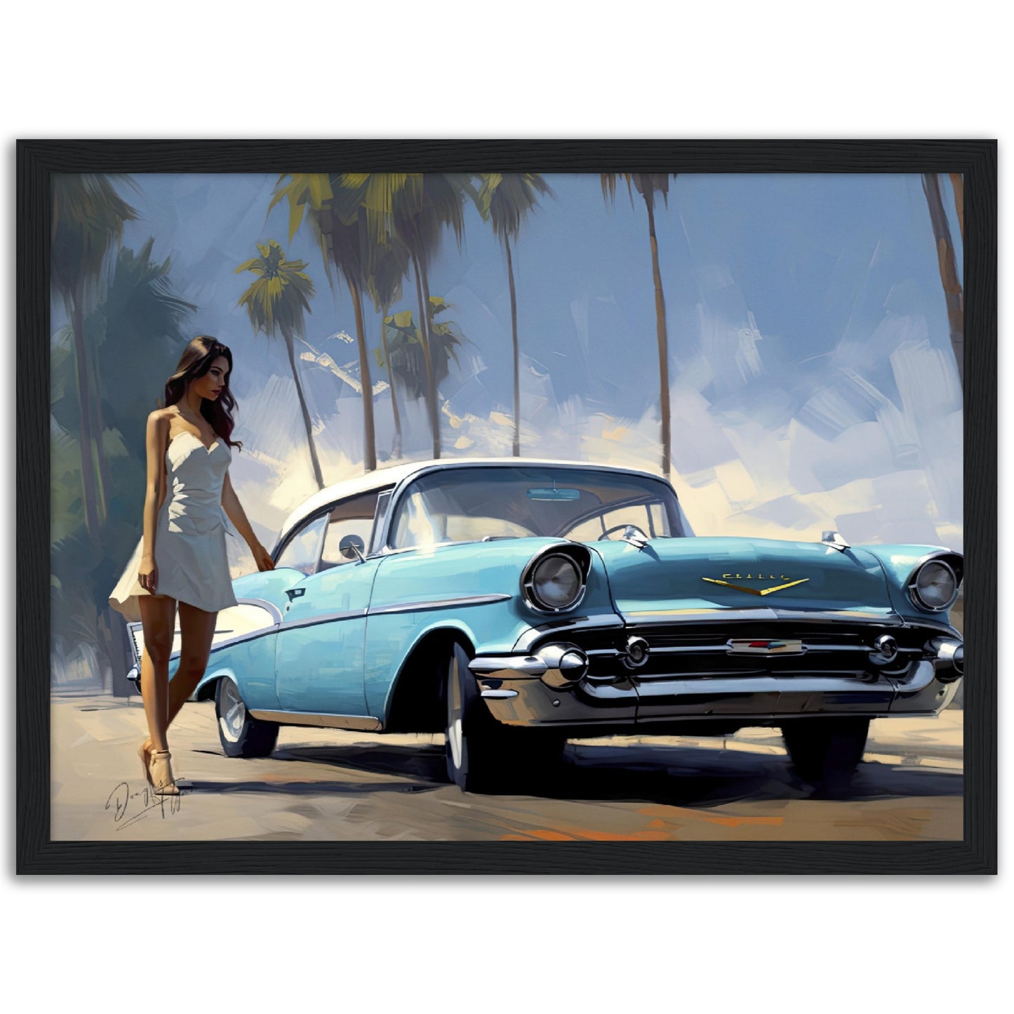»Turquoise 1950s vintage car 1950s«