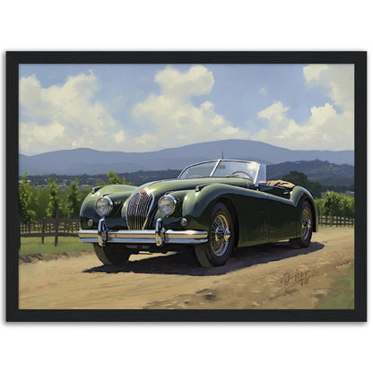 »Forest green 1950s vintage cabriolet car«