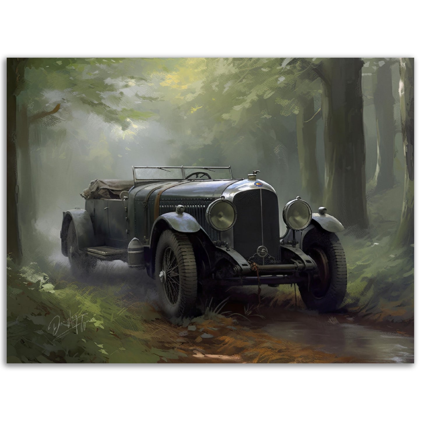 »Forest green 1930s vintage car«