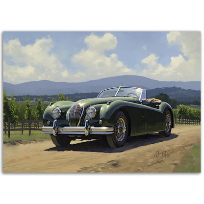 »Forest green 1950s vintage cabriolet car«