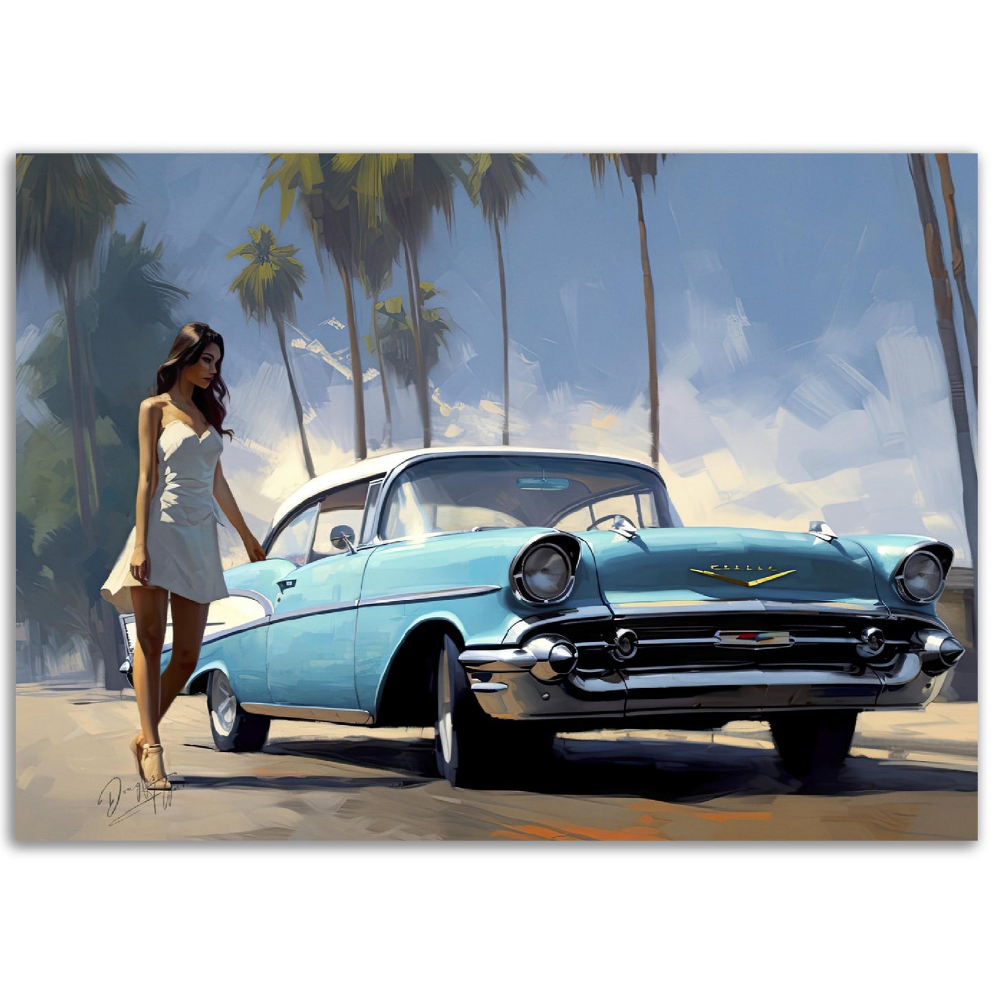 »Turquoise 1950s vintage car 1950s«