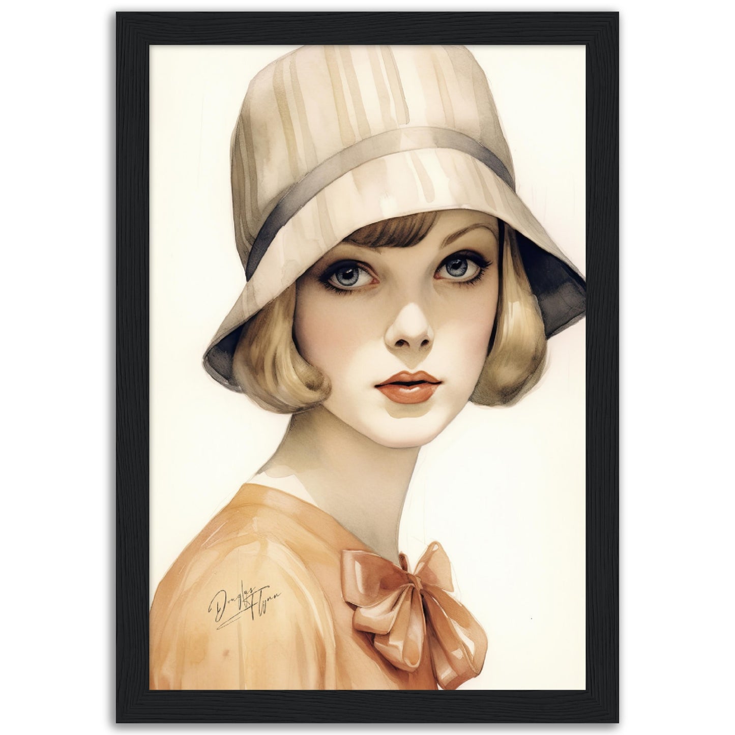 »Classic Beige Cloche Hat, 1920s with Bow Detail«