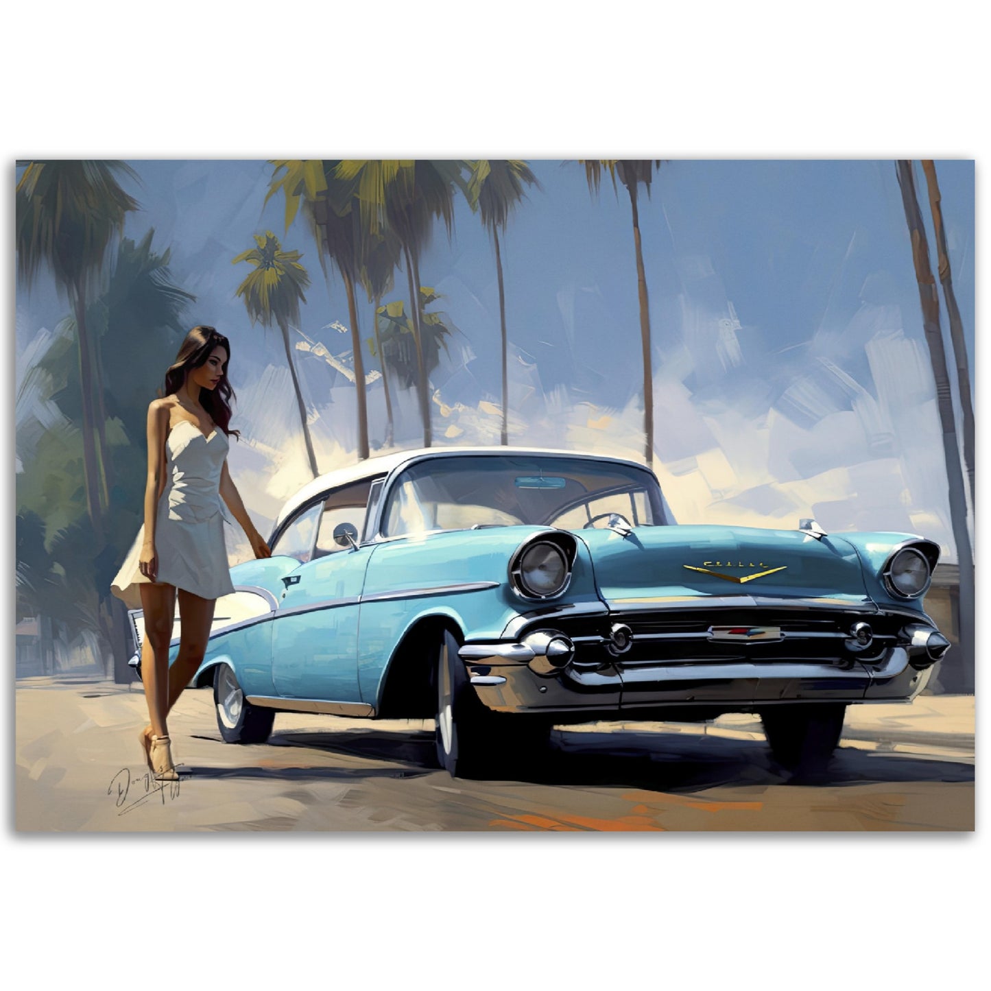 »Turquoise 1950s vintage car 1950s«