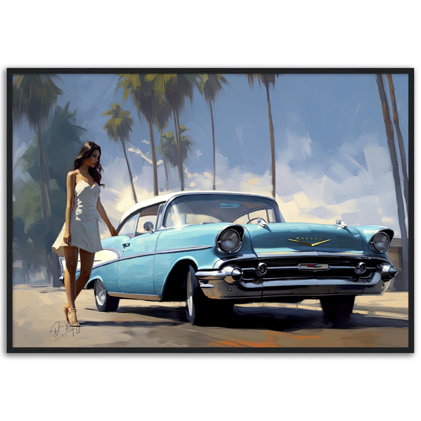 »Turquoise 1950s vintage car 1950s«
