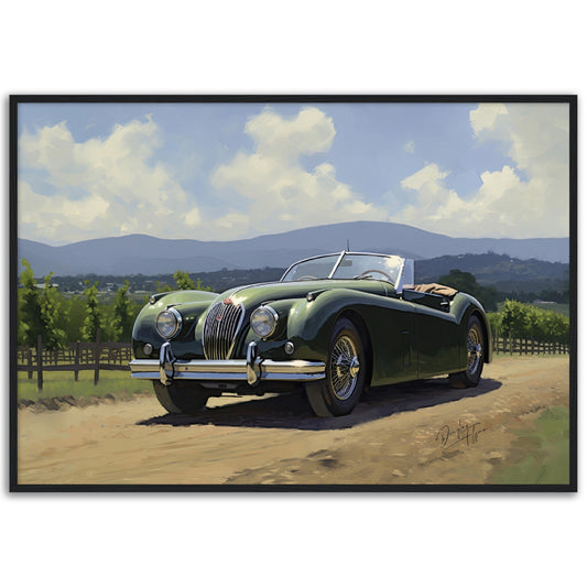 »Forest green 1950s vintage cabriolet car«