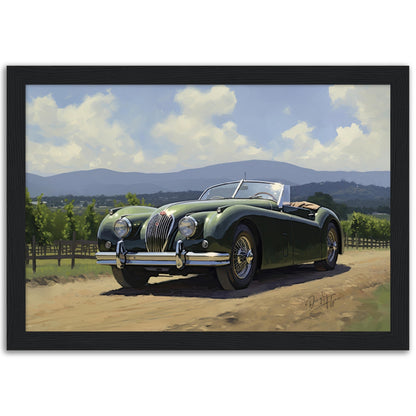 »Forest green 1950s vintage cabriolet car«