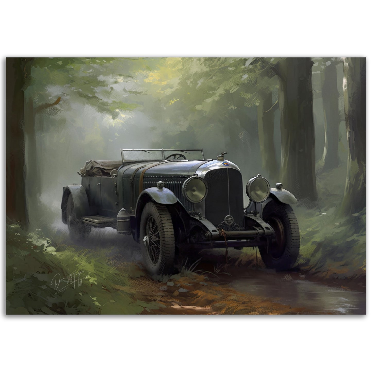 »Forest green 1930s vintage car«