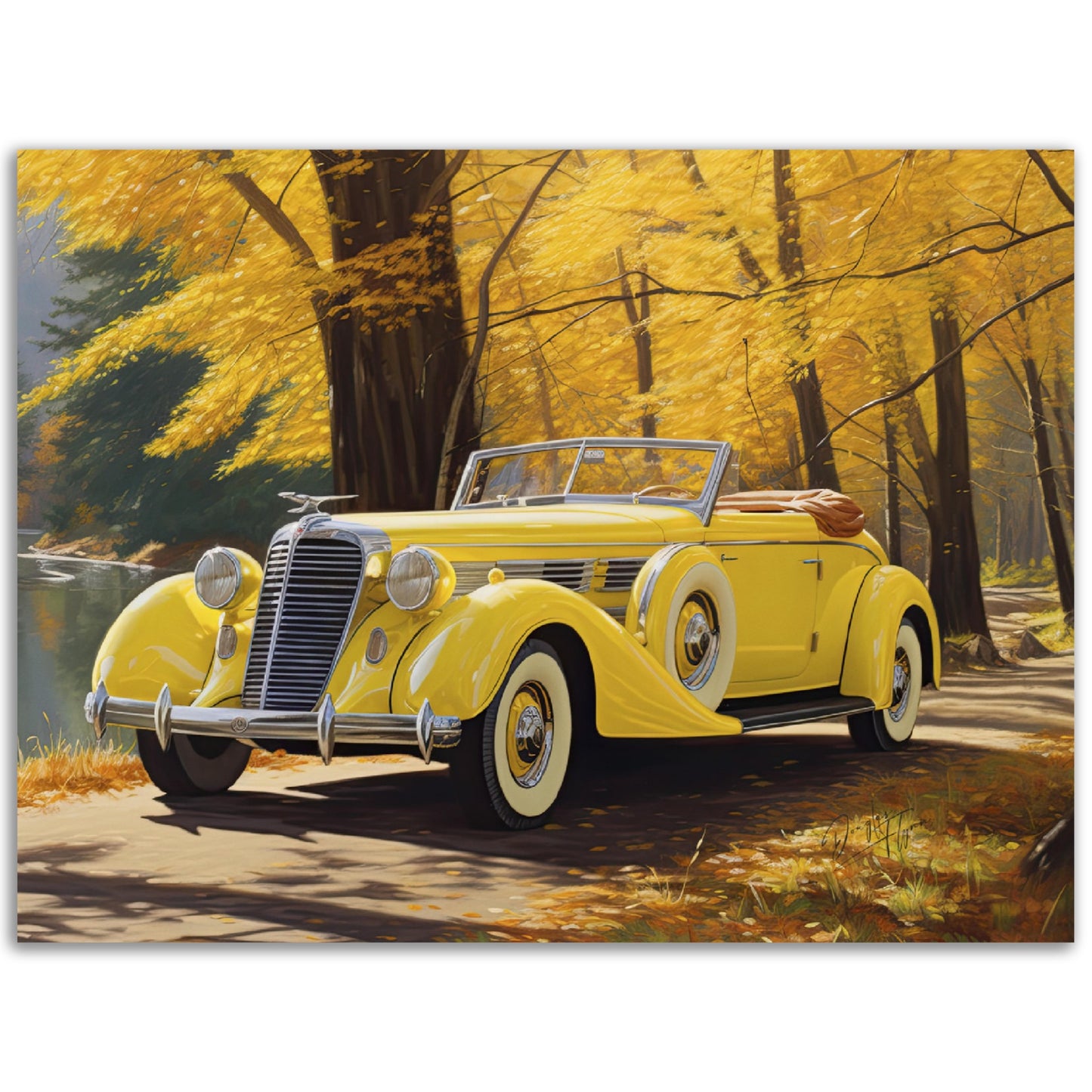 »Canary yellow 1930s Auburn vintage car«