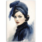 »Timeless Navy Blue Beret, 1940s with Ribbon Detail«