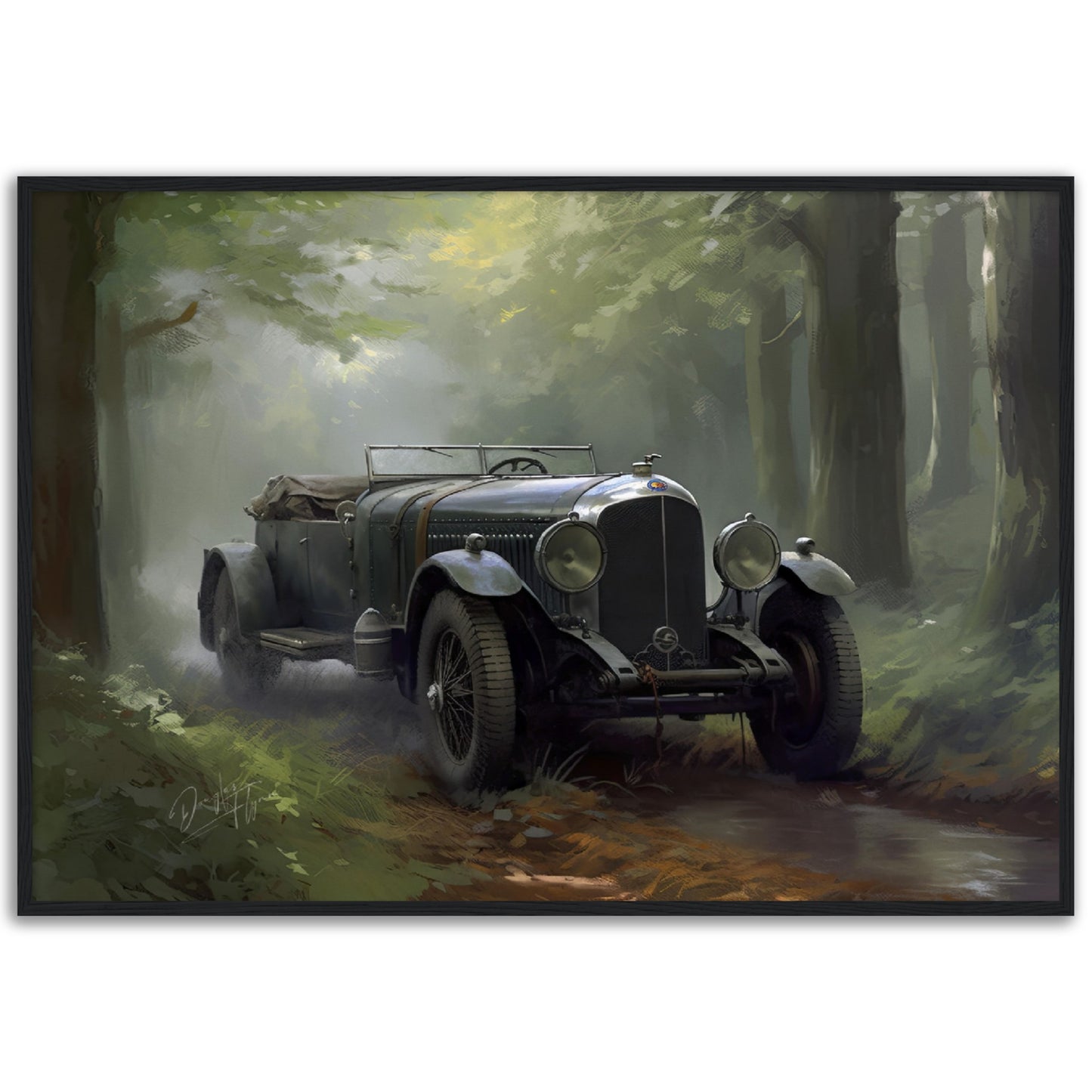 »Forest green 1930s vintage car«