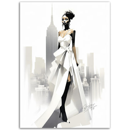 »Bold Asymmetrical Wedding Dress, 2010s with Oversized Bow«