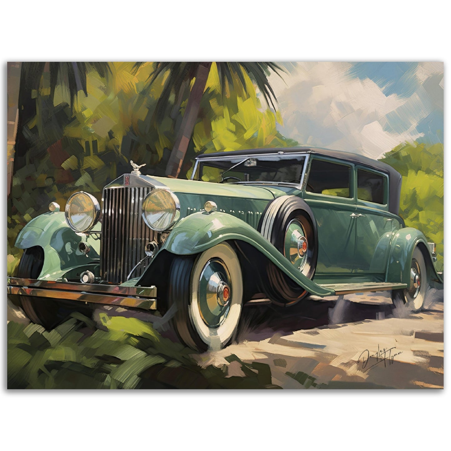 »Emerald green 1920s vintage car«