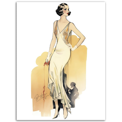 »Champagne Lace-Trimmed Bias-Cut Slip Dress, 1930s «
