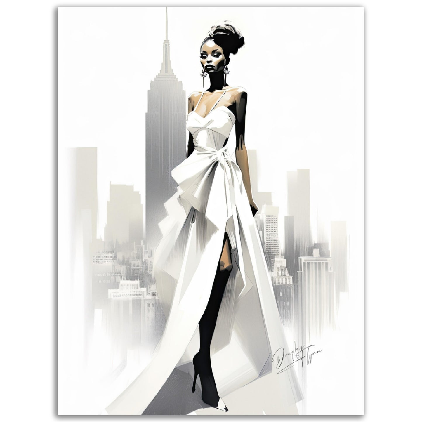 »Bold Asymmetrical Wedding Dress, 2010s with Oversized Bow«