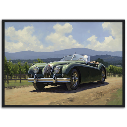 »Forest green 1950s vintage cabriolet car«