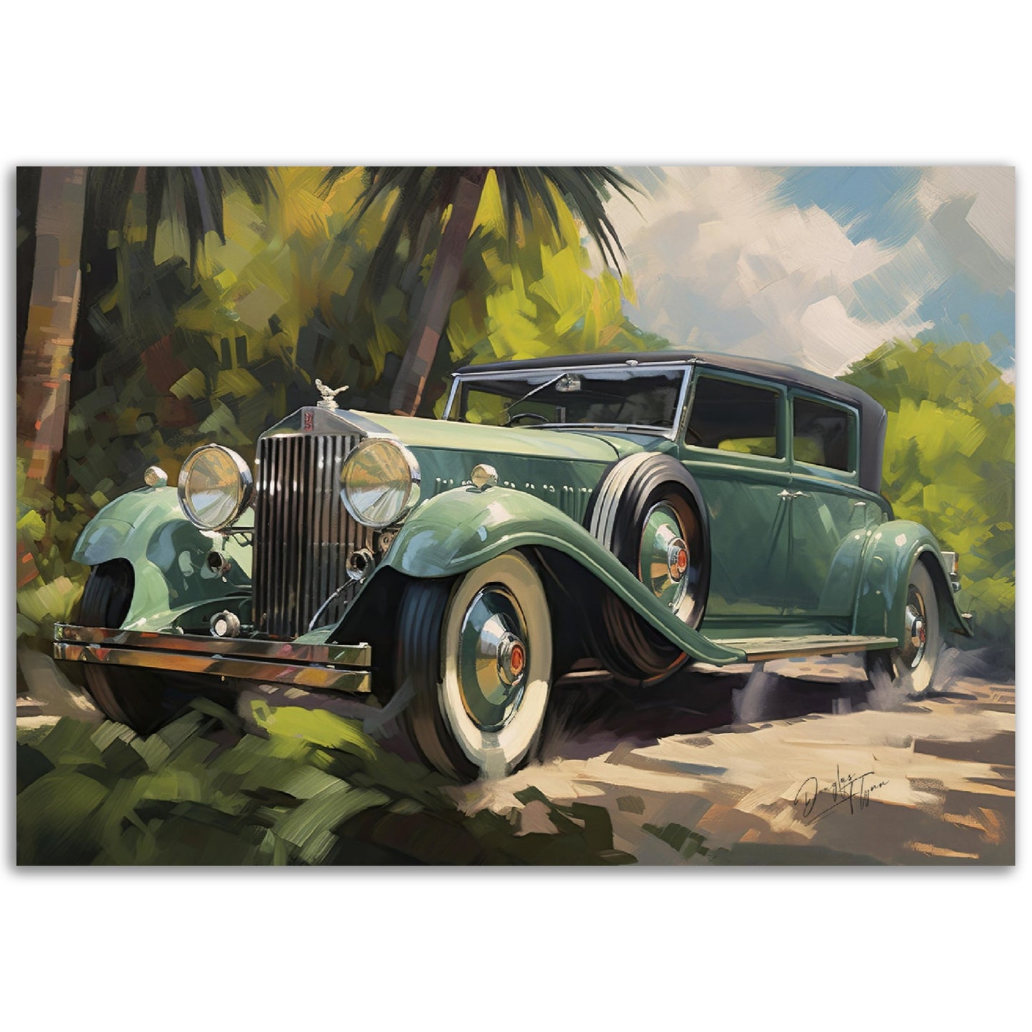 »Emerald green 1920s vintage car«