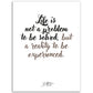 »Life is not a problem«