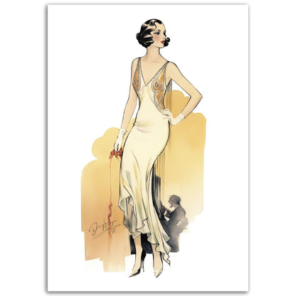 »Champagne Lace-Trimmed Bias-Cut Slip Dress, 1930s «