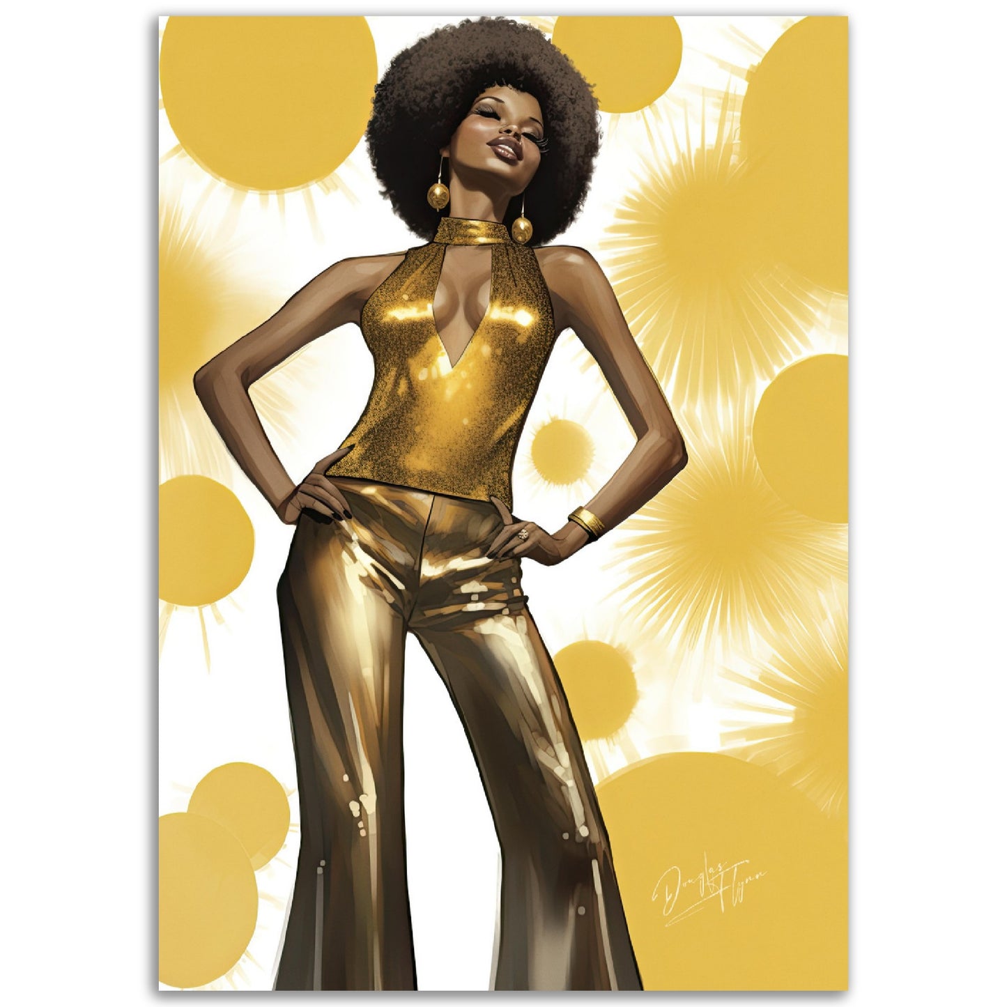 »Glamorous Gold Sequin Embellished Halter-Neck Jumpsuit, 1970s«