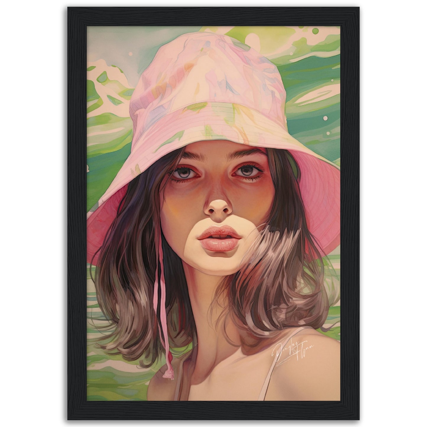 »Fun Tropical Print Pink and Green Bucket Hat, 1990s«