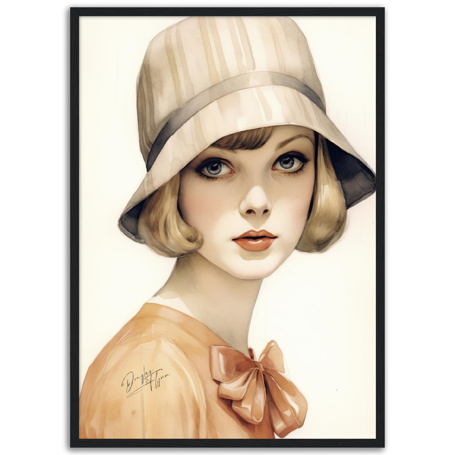 »Classic Beige Cloche Hat, 1920s with Bow Detail«