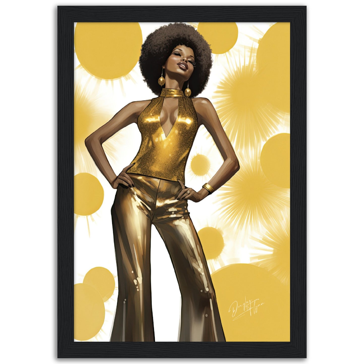 »Glamorous Gold Sequin Embellished Halter-Neck Jumpsuit, 1970s«