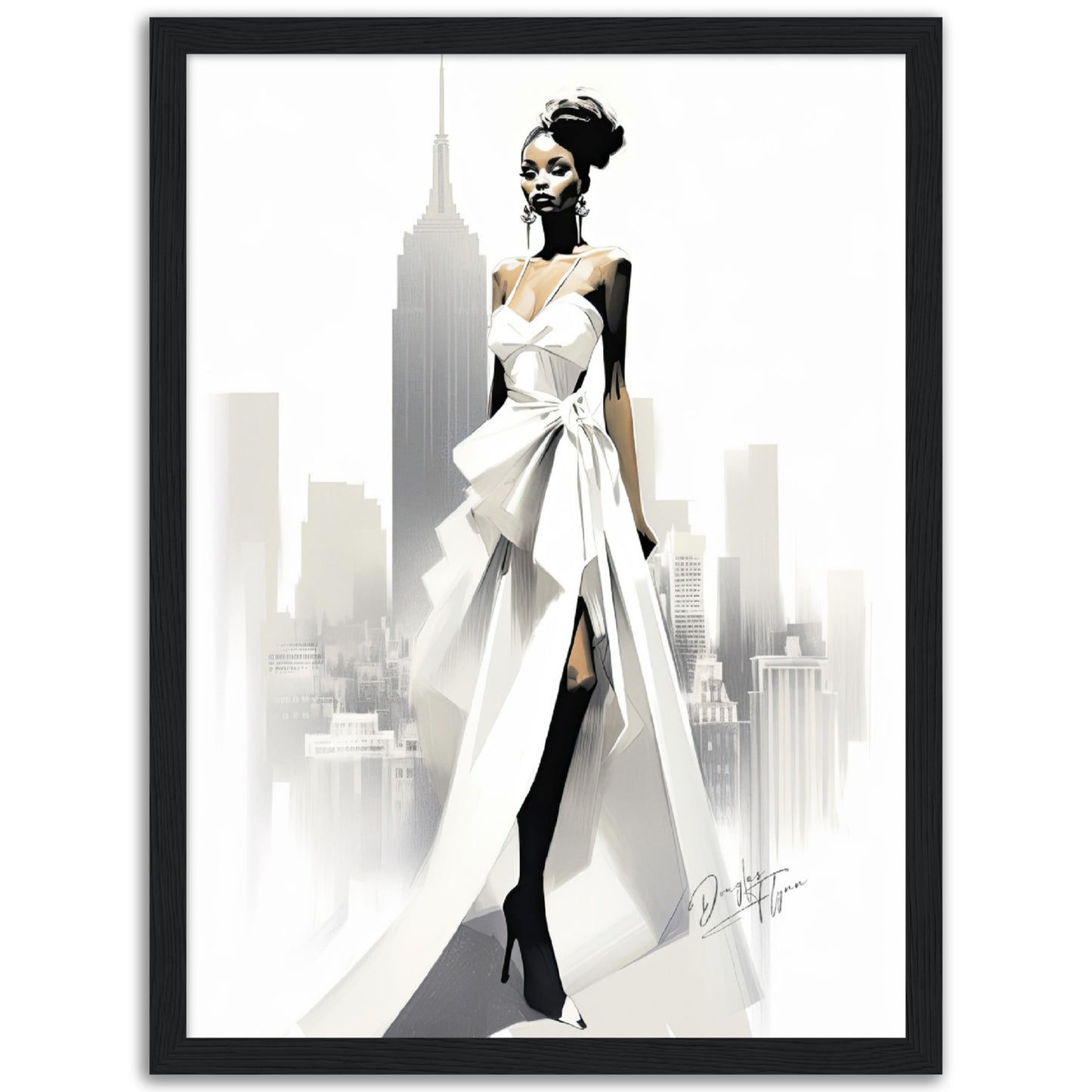 »Bold Asymmetrical Wedding Dress, 2010s with Oversized Bow«