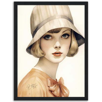 »Classic Beige Cloche Hat, 1920s with Bow Detail«