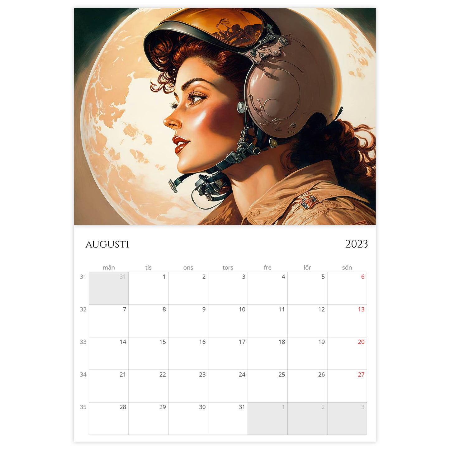 »Aviator Calendar Girls« 2023, väggkalender