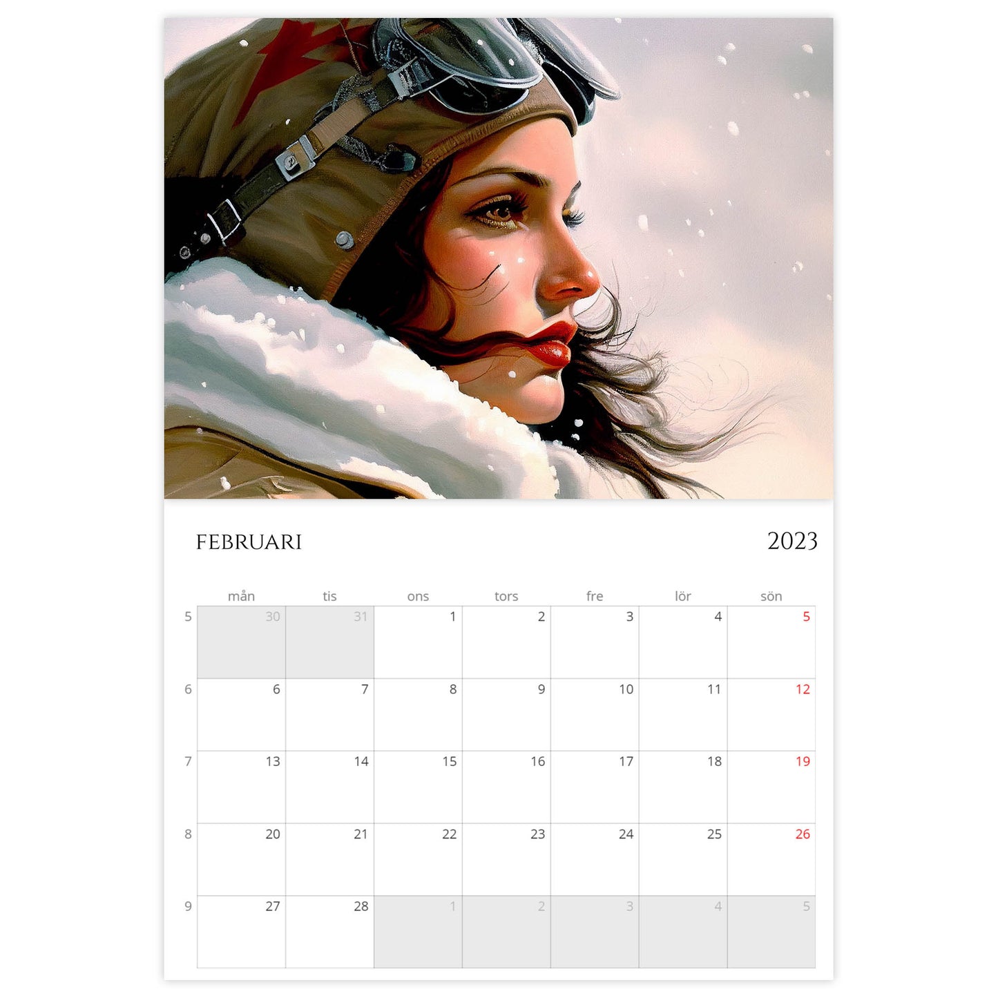 »Aviator Calendar Girls« 2023, väggkalender