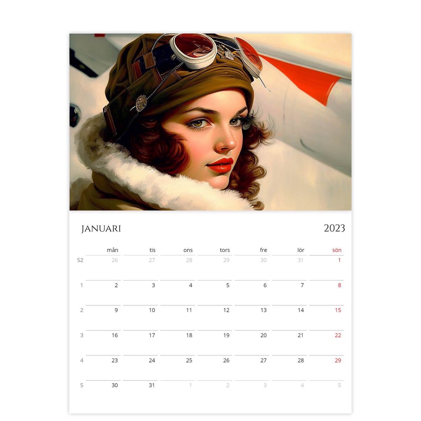 »Aviator Calendar Girls« 2023, väggkalender