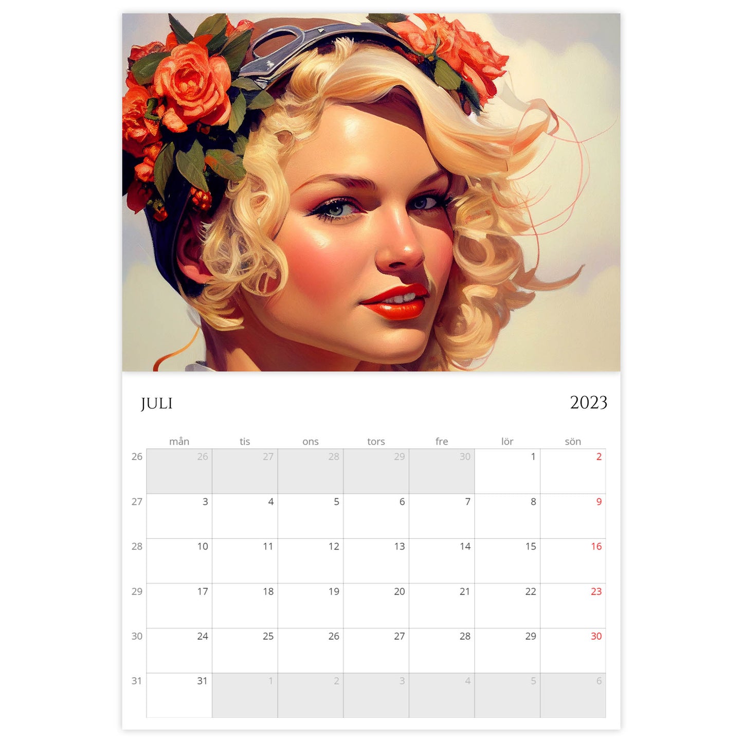»Aviator Calendar Girls« 2023, väggkalender