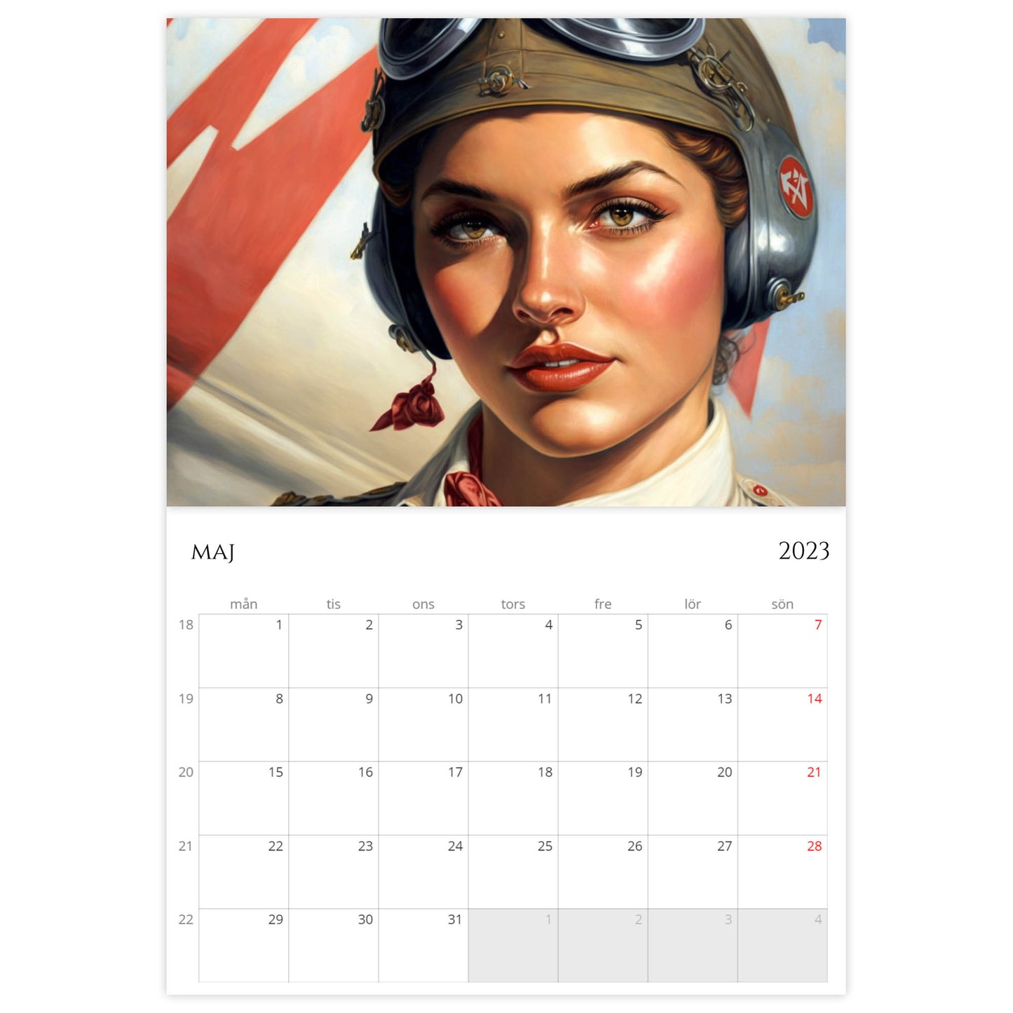 »Aviator Calendar Girls« 2023, väggkalender