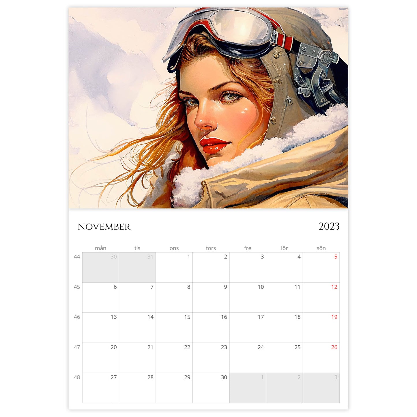 »Aviator Calendar Girls« 2023, väggkalender