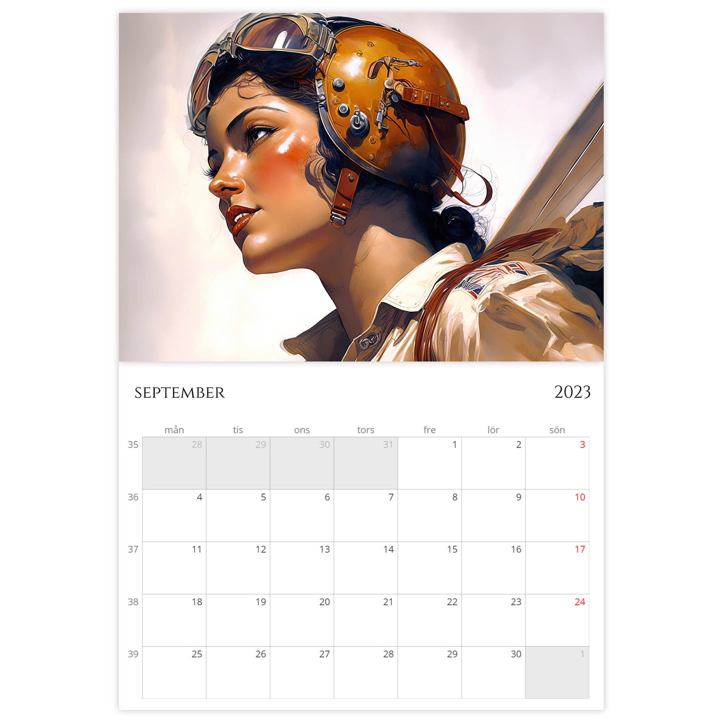 »Aviator Calendar Girls« 2023, väggkalender