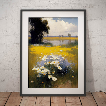 »Wildflowers And The Lake« retro poster