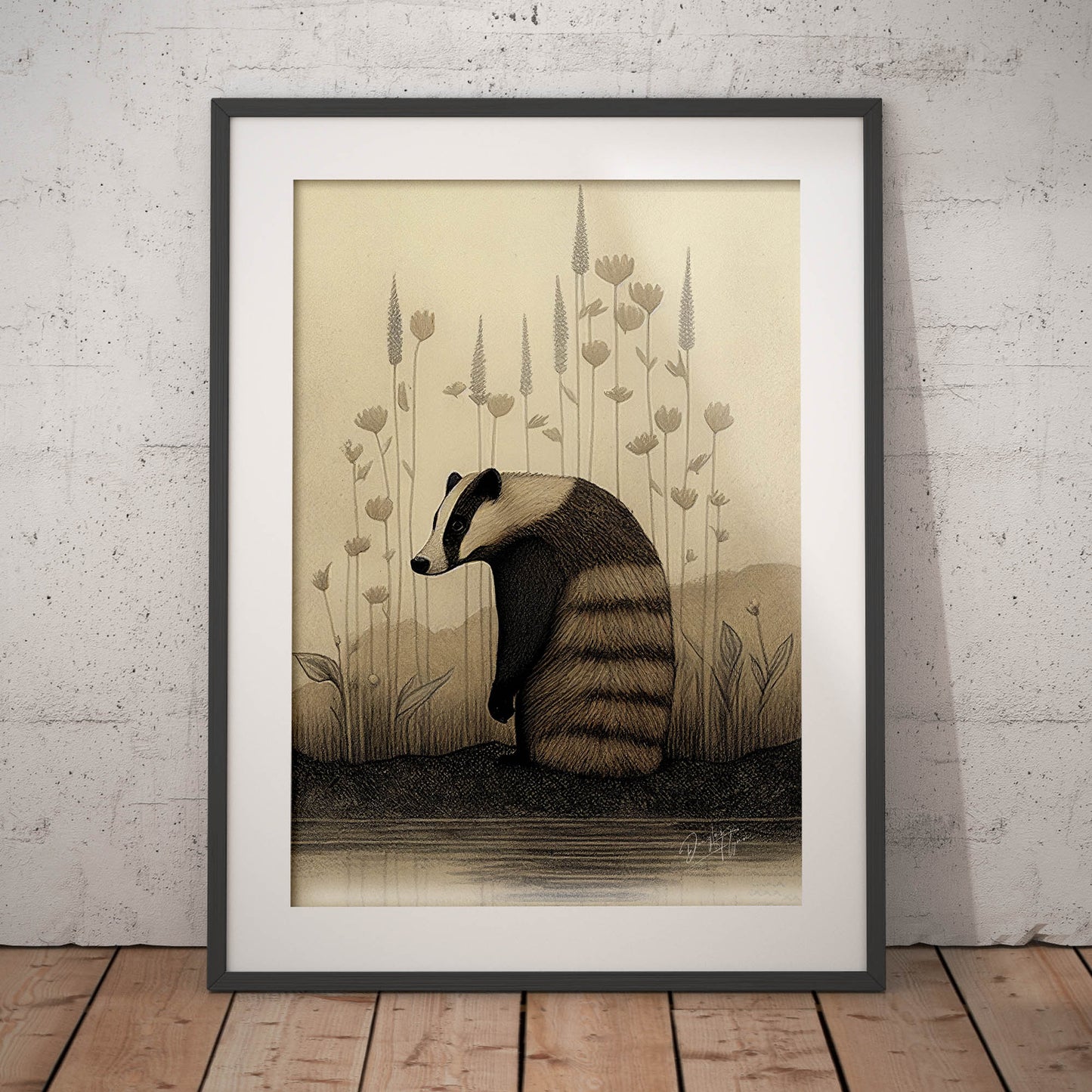 »Badger Nuzzle And Brood« retro poster