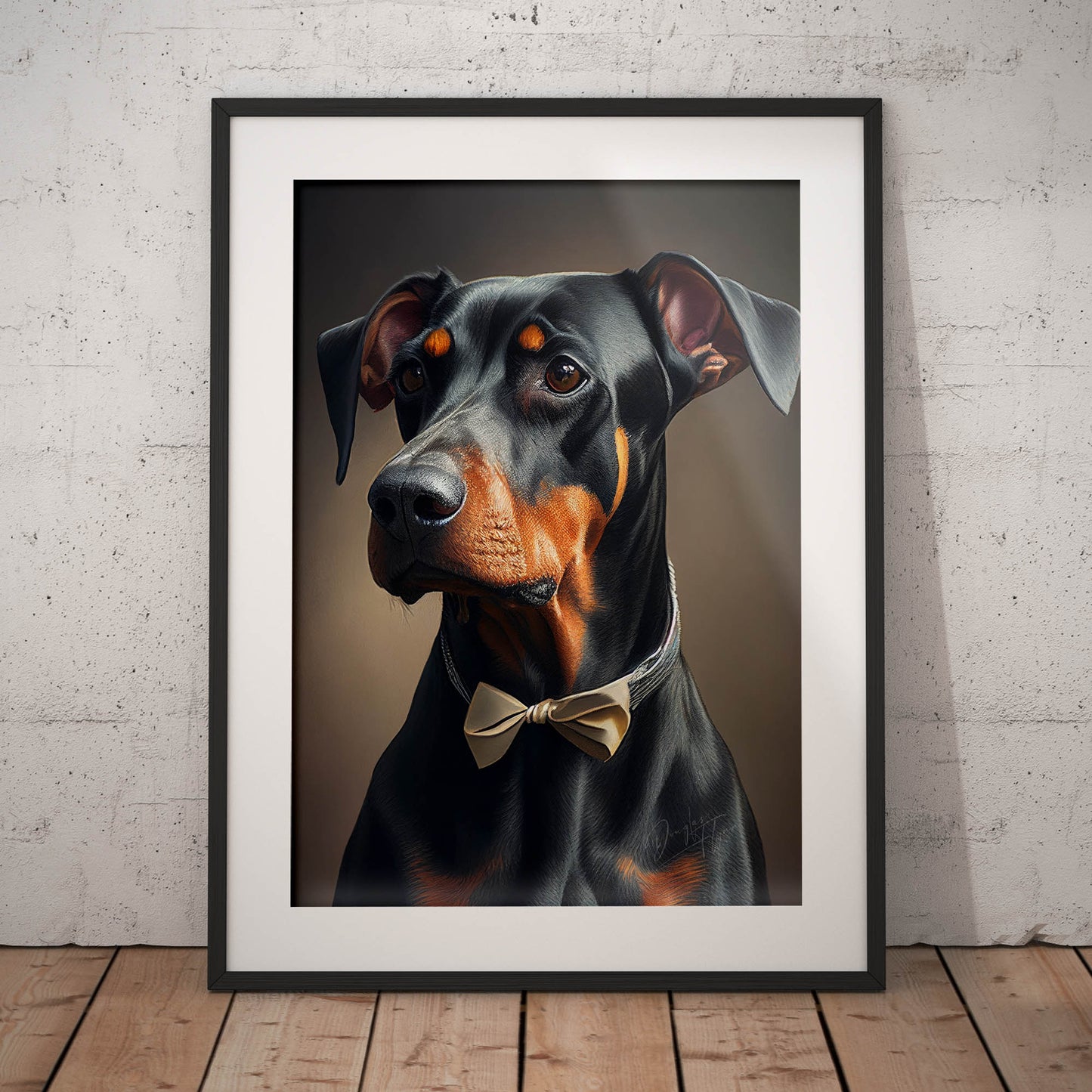 »Doberman Pinscher med rosett«