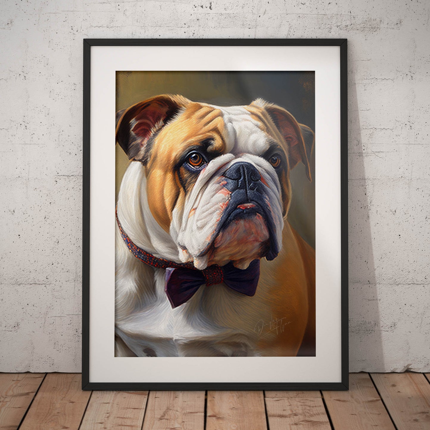 »English Bulldog med rosett«