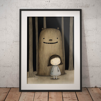 »Fussy Princess And Sulky Troll Playing In The Woods« retro poster