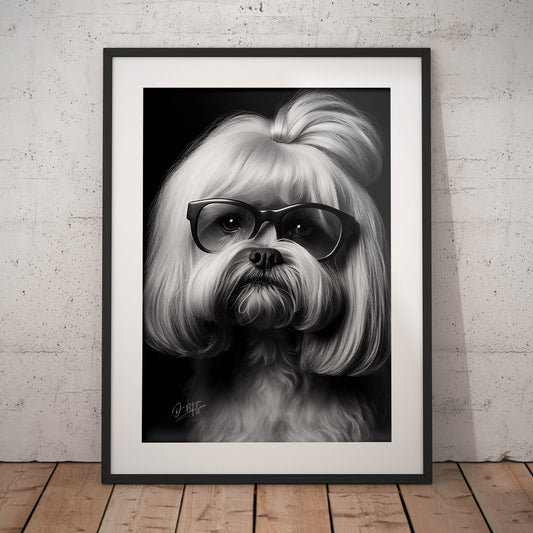 »Insightful Lhasa Apso« retro poster