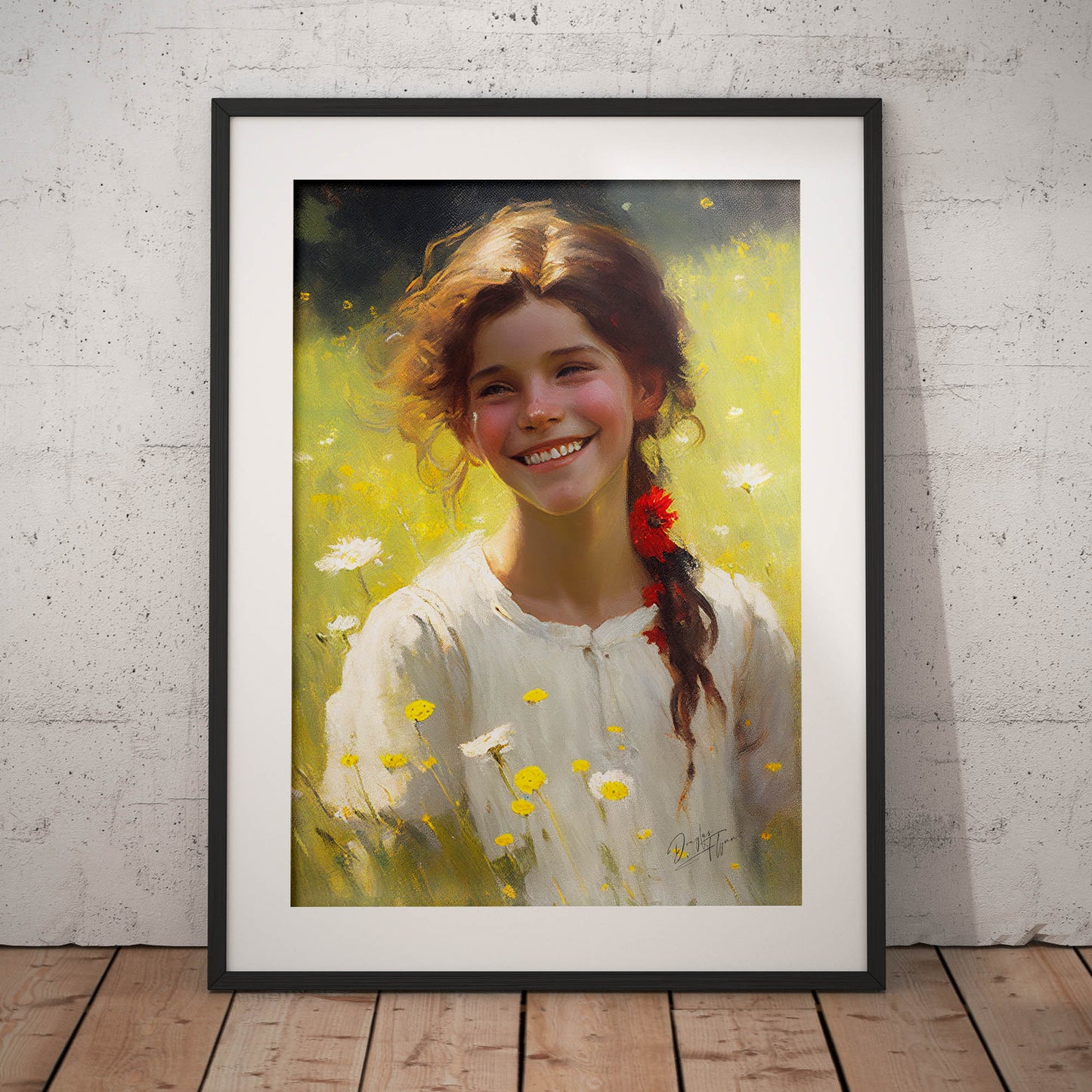 »Isabella With Flowers In Her Hair« retro poster