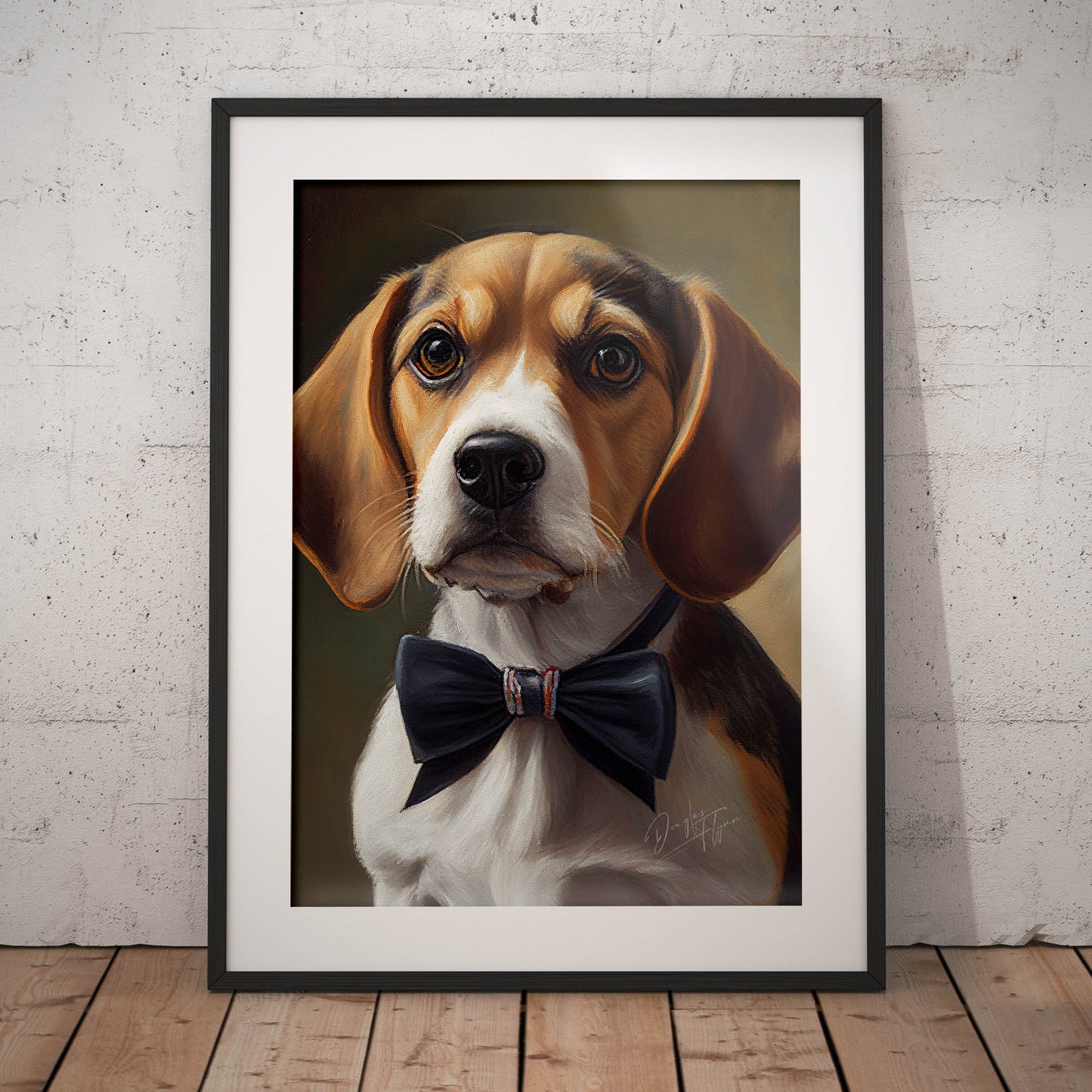 »Beagle med rosett 2« retro poster