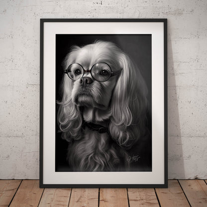 »Spectacled Spaniel« retro poster